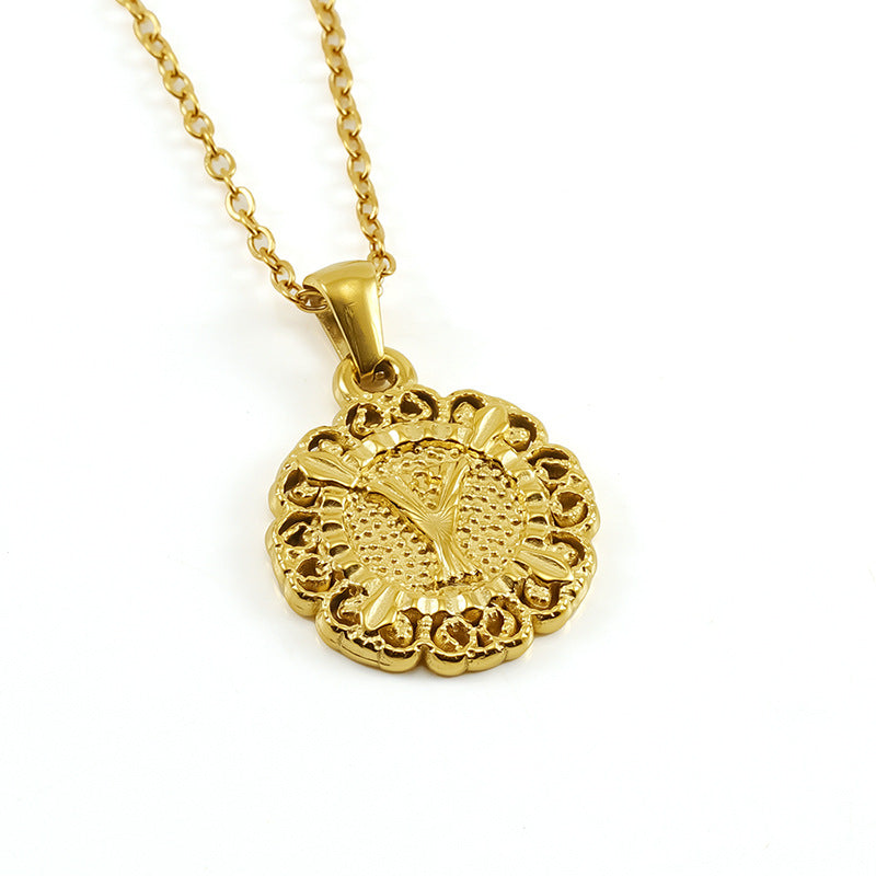 Wholesale Round 26 letter necklace pendant clavicle chain